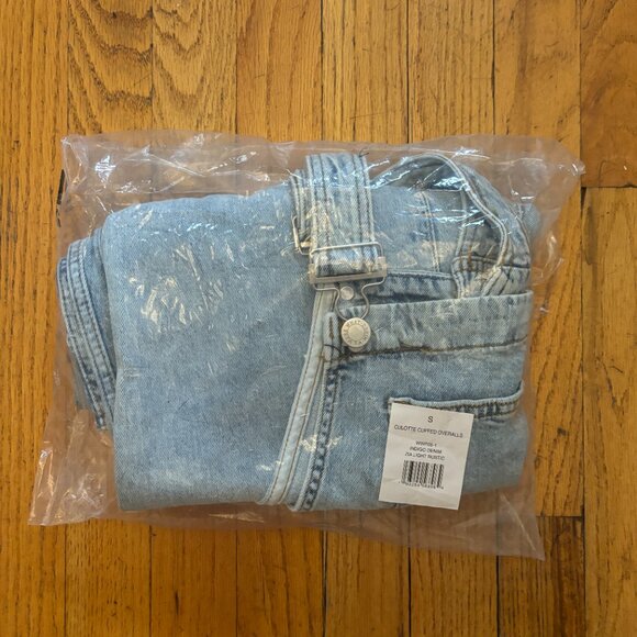 WeWoreWhat Culotte Indigo Denim Cuffed Overalls - Zia Light Rustic, Size S - Picture 11 of 11
